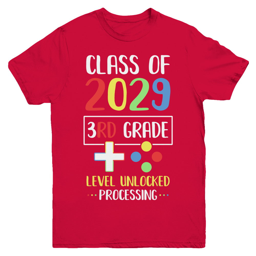 Class Of 2029 3rd Grade Level Unlock Gaming Back Go School Youth Youth Shirt | Teecentury.com