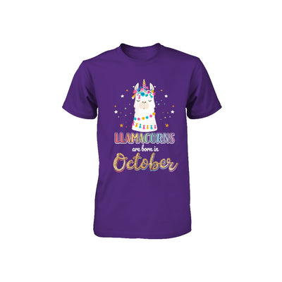 Llama Unicorn Llamacorns Born In October Birthday Gift Youth Youth Shirt | Teecentury.com