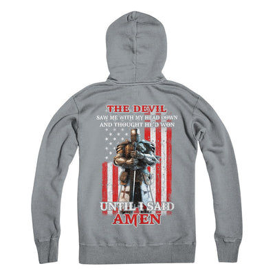 Knight American The Devil Saw Me With My Head Down Veteran T-Shirt & Hoodie | Teecentury.com