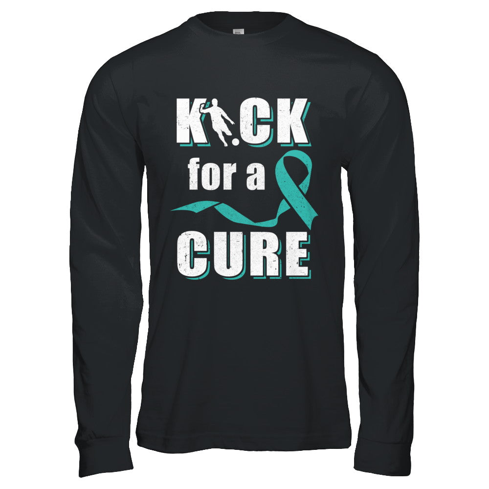 Kick For A Cure Soccer Teal Ovarian Cancer Awareness T-Shirt & Hoodie | Teecentury.com