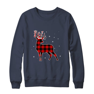 Red Plaid Deer Santa Hat Christmas Buffalo Plaid T-Shirt & Sweatshirt | Teecentury.com