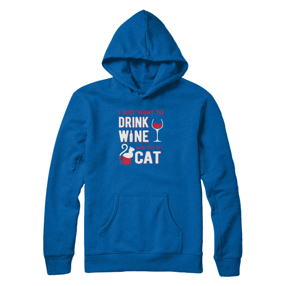 I Just Want To Drink Wine And Pet My Cat T-Shirt & Tank Top | Teecentury.com