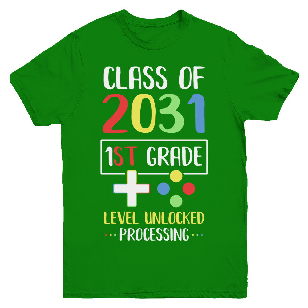 Class Of 2031 1st Grade Level Unlock Gaming Back Go School Youth Youth Shirt | Teecentury.com