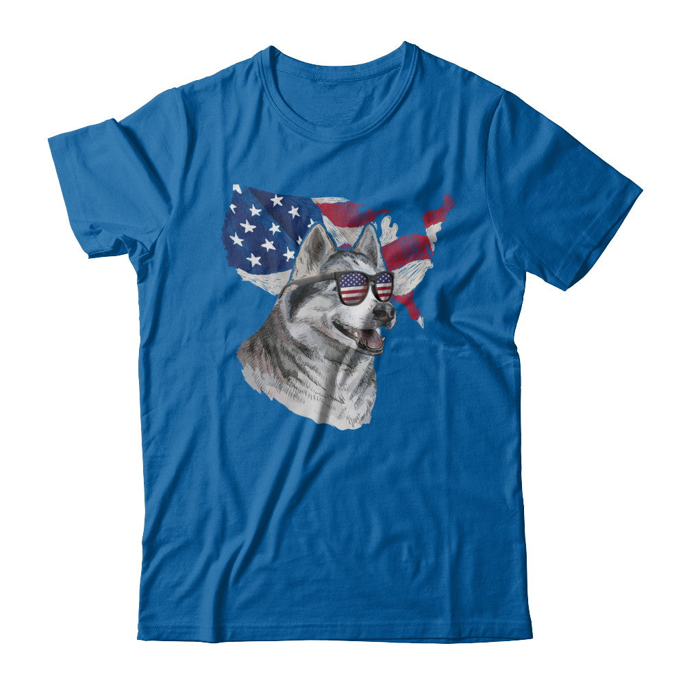 Funny Patriot Husky Dog 4Th Of July American Flag T-Shirt & Hoodie | Teecentury.com