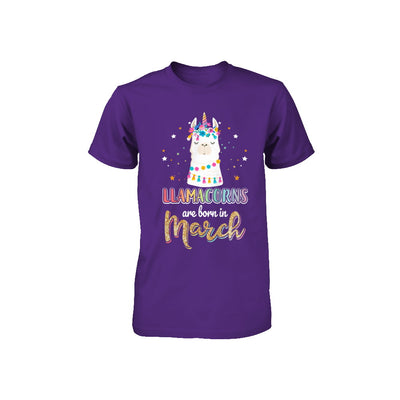 Llama Unicorn Llamacorns Born In March Birthday Gift Youth Youth Shirt | Teecentury.com