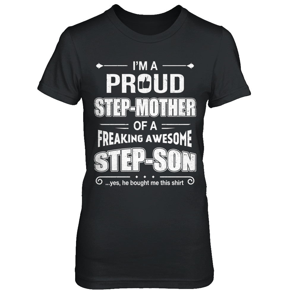 I'm A Proud Step-Mom of Awesome Step-Son Mothers Day Gift T-shirts Pullover Hoodies Black/S