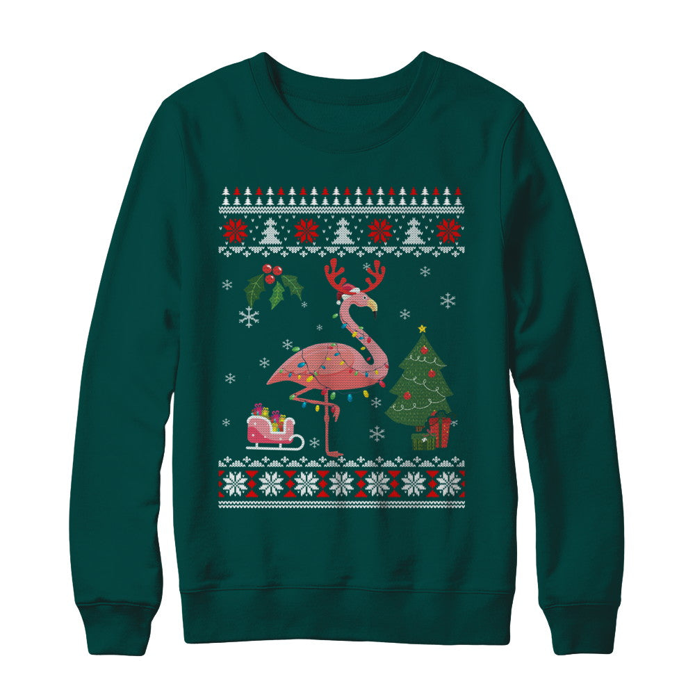 Santa Hat Flamingo Reindeer Ugly Christmas Sweater T-Shirt & Sweatshirt | Teecentury.com
