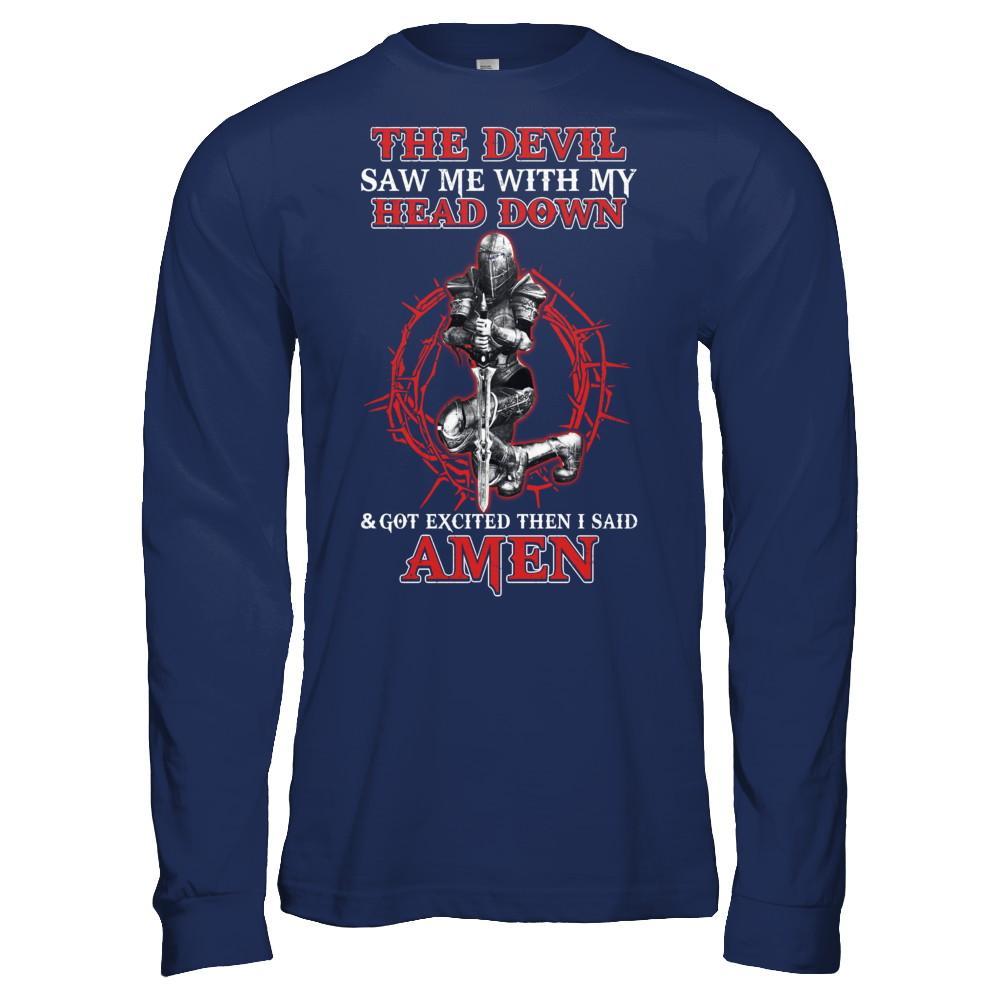 Warrior Woman The Devil Saw Me My Head Down Excited Said Amen T-Shirt & Hoodie | Teecentury.com