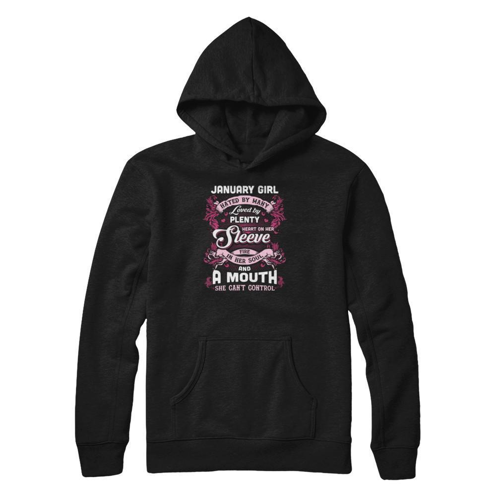 January Girl Hated By Many Loved By Plenty Heart On Her Sleeve T-Shirt & Tank Top | Teecentury.com