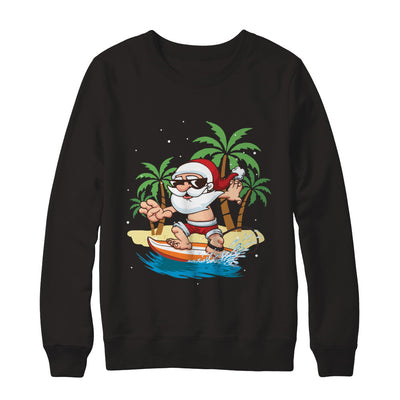 Funny Santa Surfing Hawaiian Summer Christmas T-Shirt & Sweatshirt | Teecentury.com