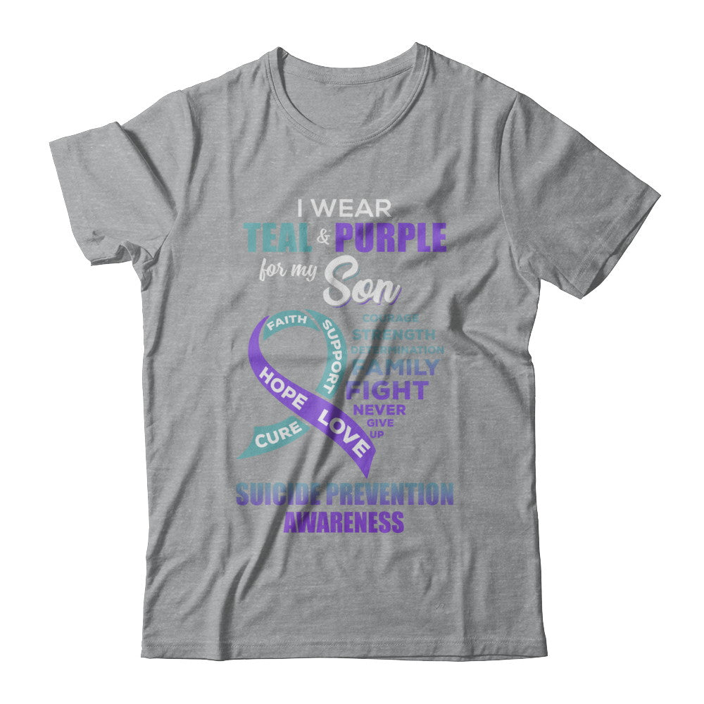 Suicide Prevention Awareness I Wear Teal Purple For My Son T-Shirt & Hoodie | Teecentury.com