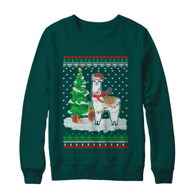 Xmas Alpaca Llama Santa Hat Ugly Christmas Sweater T-Shirt & Sweatshirt | Teecentury.com