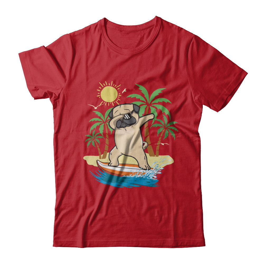 Summer Vacation Dabbing Pug Surfing Surfboard Gift T-Shirt & Hoodie | Teecentury.com