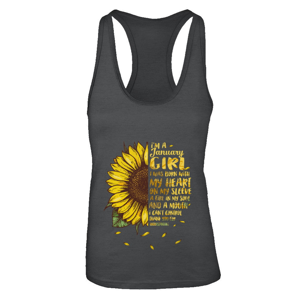 I Am A January Girl Birthday Gifts Sunflower T-Shirt & Tank Top | Teecentury.com