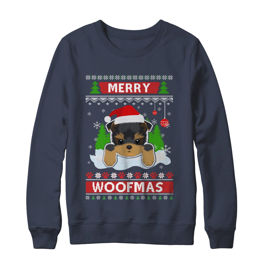 Yorkie Merry Woofmas Ugly Christmas Sweater T-Shirt & Sweatshirt | Teecentury.com