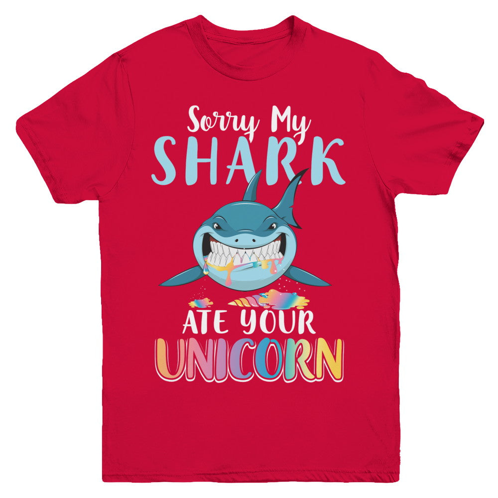 Sorry My Shark Ate Your Unicorn Funny Shark Youth Youth Shirt | Teecentury.com