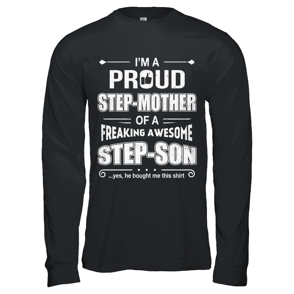 I'm A Proud Step-Mom of Awesome Step-Son Mothers Day Gift T-shirts Pullover Hoodies Black/S