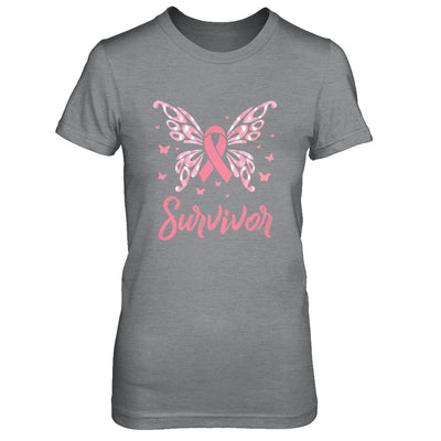 Pink Ribbon Butterfly Breast Cancer Survivor T-Shirt & Hoodie | Teecentury.com