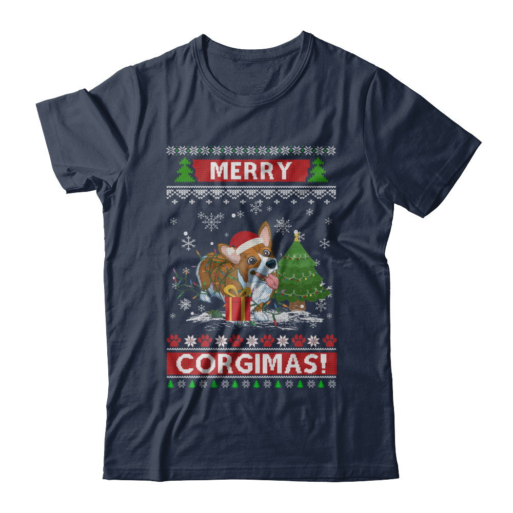 Funny Merry Corgmas Santa Corgi Ugly Christmas Sweater T-Shirt & Sweatshirt | Teecentury.com