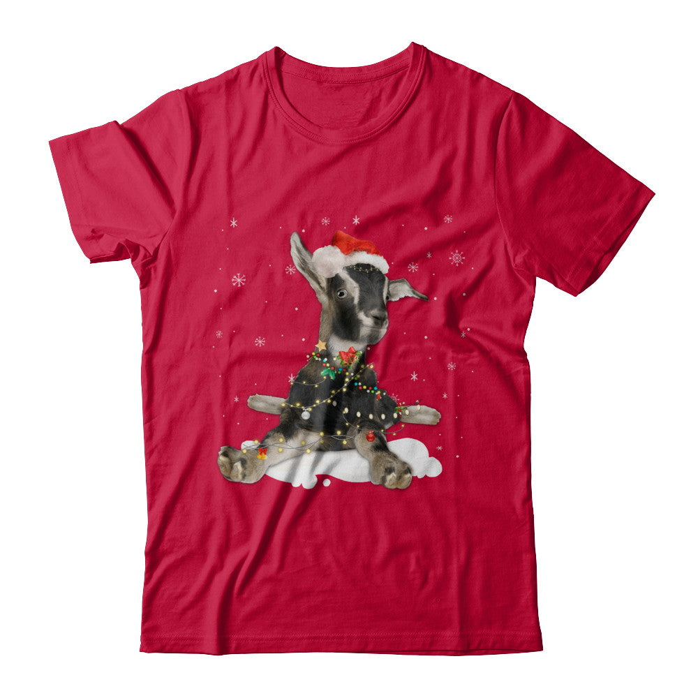 Goat With Santa Hat Lights Christmas T-Shirt & Sweatshirt | Teecentury.com