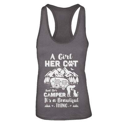 A Girl Her Cat And Her Camper It's A Beautiful Thing Camping T-Shirt & Tank Top | Teecentury.com