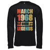 Vintage Retro March 1968 Birth Of Legends 54th Birthday T-Shirt & Hoodie | Teecentury.com