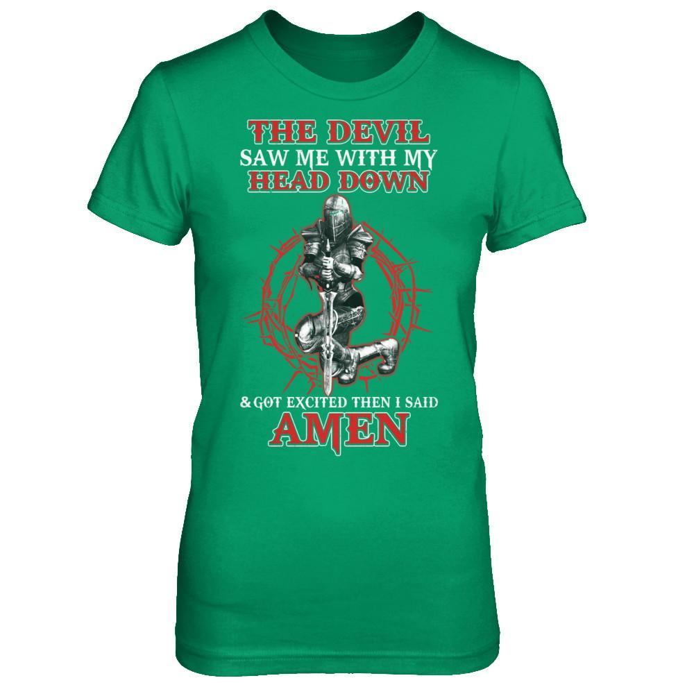 Warrior Woman The Devil Saw Me My Head Down Excited Said Amen T-Shirt & Hoodie | Teecentury.com