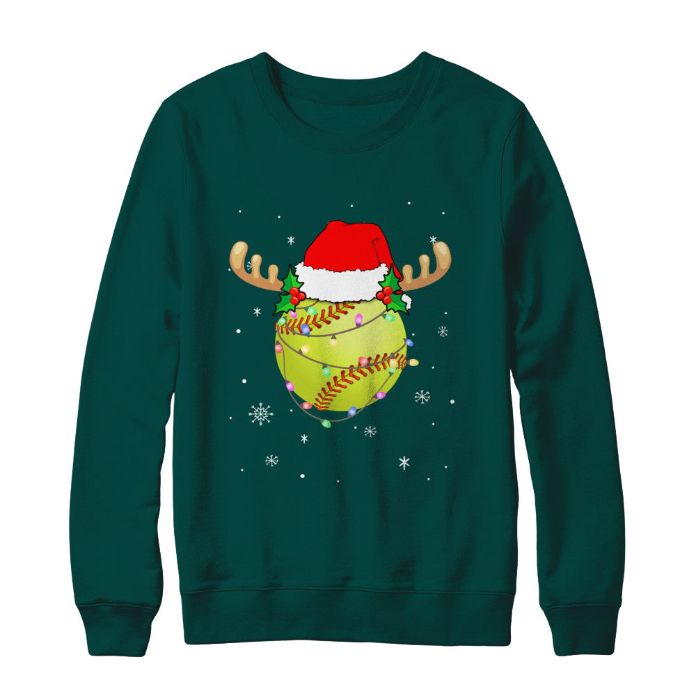 Santa Hat Softball Reindeer Christmas Gifts T-Shirt & Sweatshirt | Teecentury.com