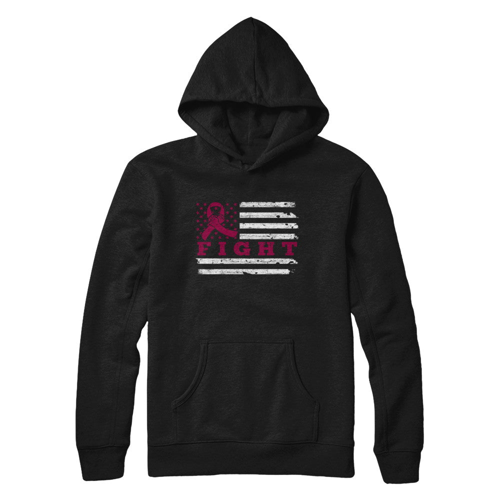 Fight Burgundy Ribbon US Flag Multiple Myeloma Awareness T-Shirt & Hoodie | Teecentury.com