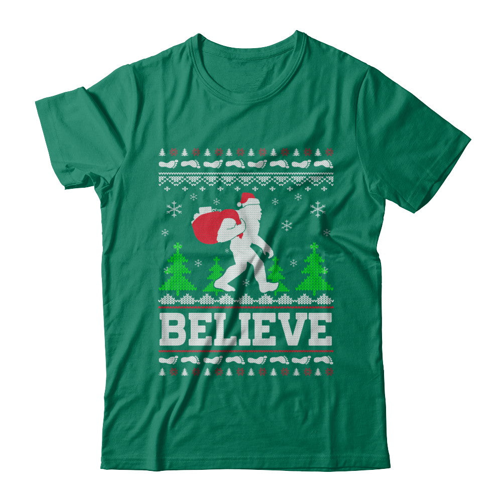 Christmas Believe Bigfoot Ugly Xmas Sweater T-Shirt & Sweatshirt | Teecentury.com