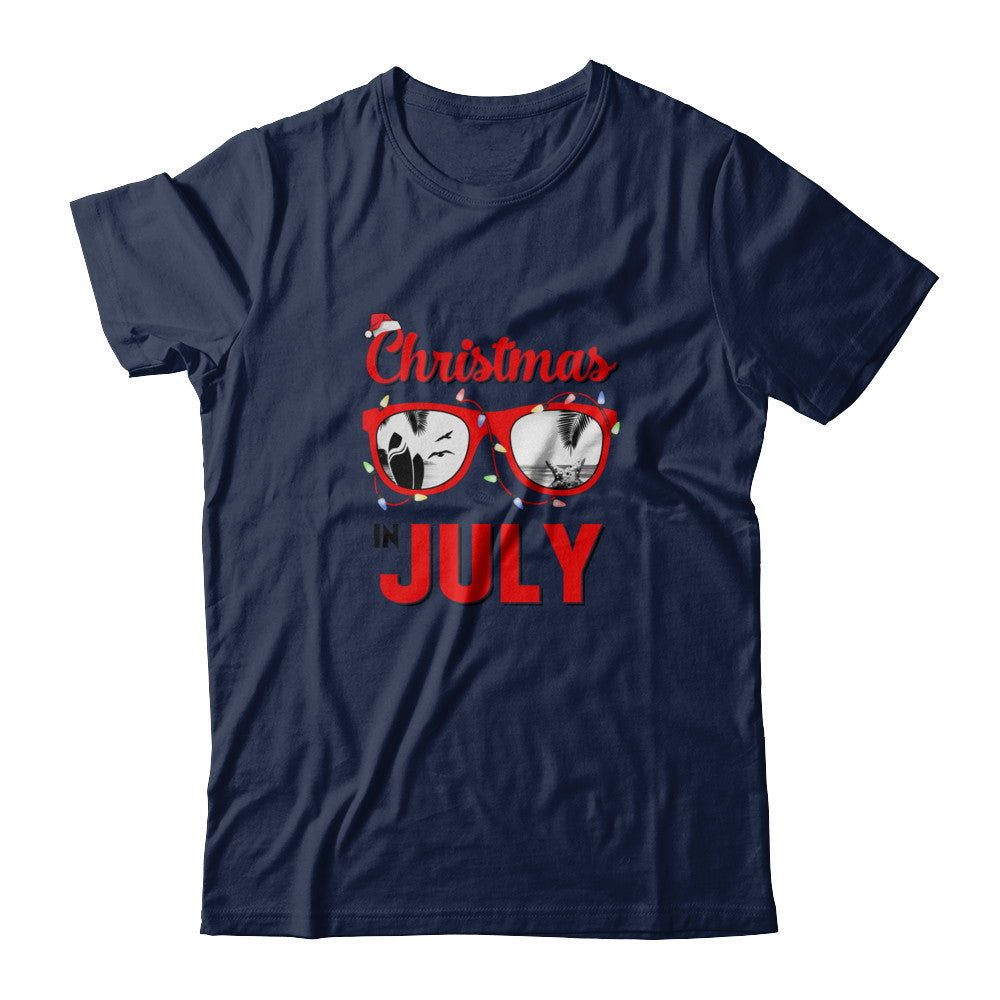 July In Christmas Santa Hat Sunglasses Summer Vacation T-Shirt & Tank Top | Teecentury.com