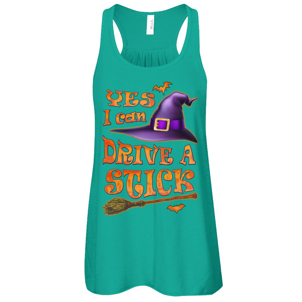 Yes I Can Drive A Stick Funny Halloween Witch Broom T-Shirt & Tank Top | Teecentury.com