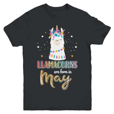 Llama Unicorn Llamacorns Born In May Birthday Gift Youth Youth Shirt | Teecentury.com