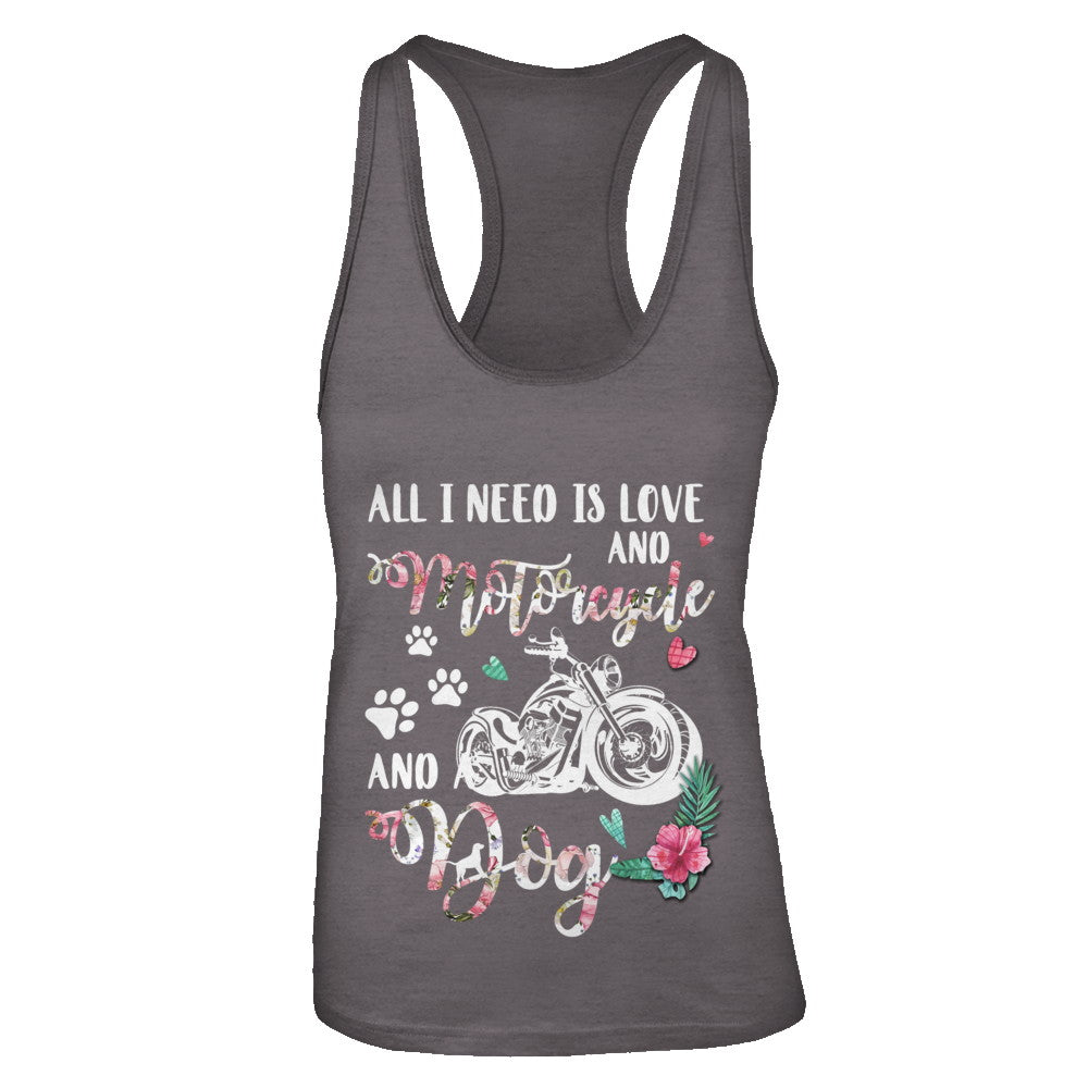 All I Need Is Love And A Motorcycle And A Dog T-Shirt & Tank Top | Teecentury.com