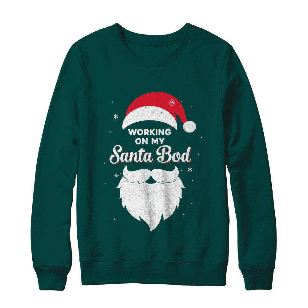 Working On My Santa Bod Pajamas Dad Papa Christmas T-Shirt & Sweatshirt | Teecentury.com