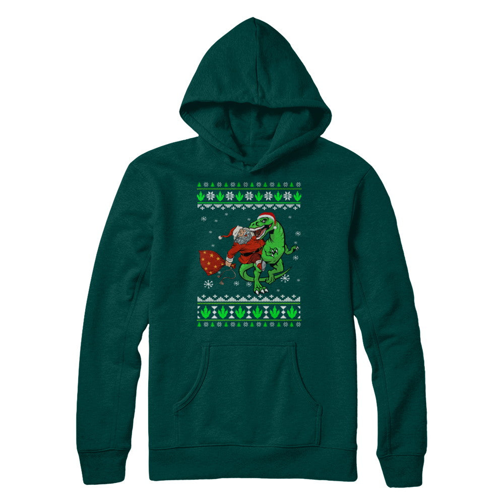 Santa Riding Dinosaur T-Rex Ugly Christmas Sweater T-Shirt & Sweatshirt | Teecentury.com
