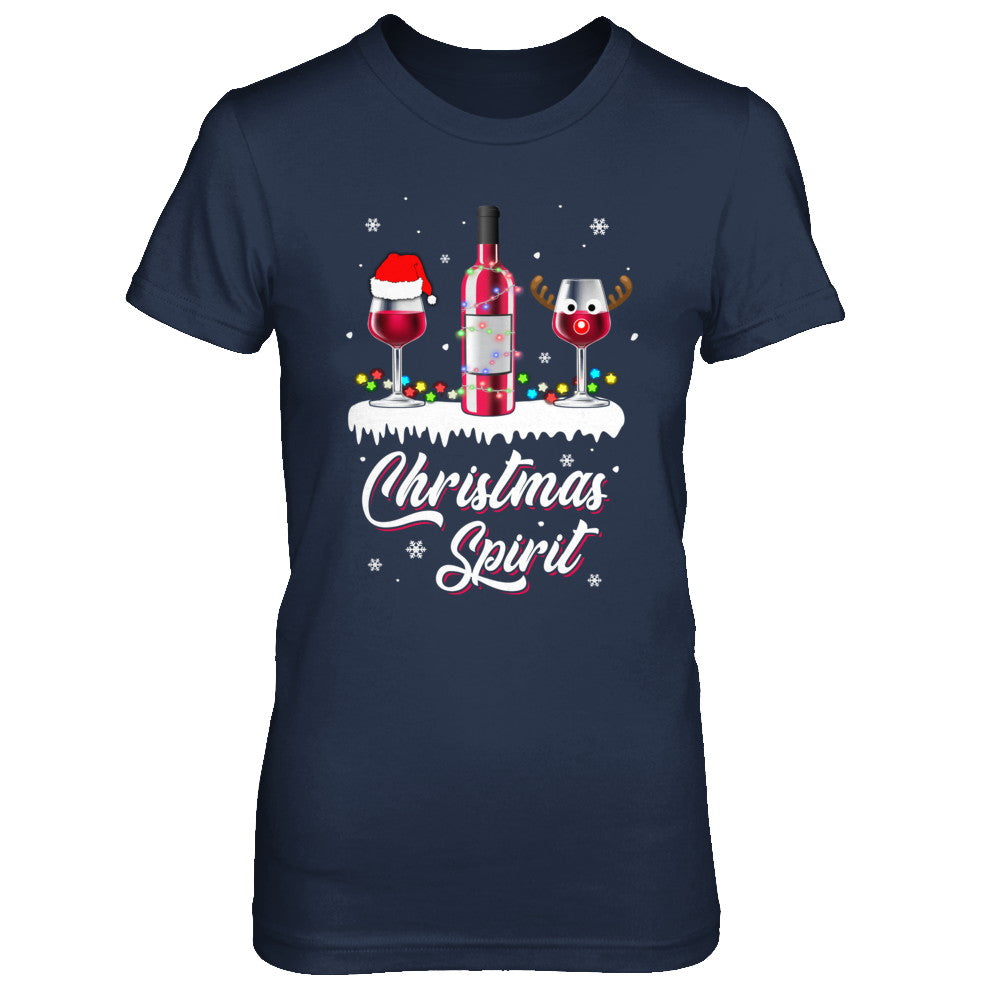 Christmas Spirits Santa Hat Wine Funny Christmas Gifts T-Shirt & Sweatshirt | Teecentury.com