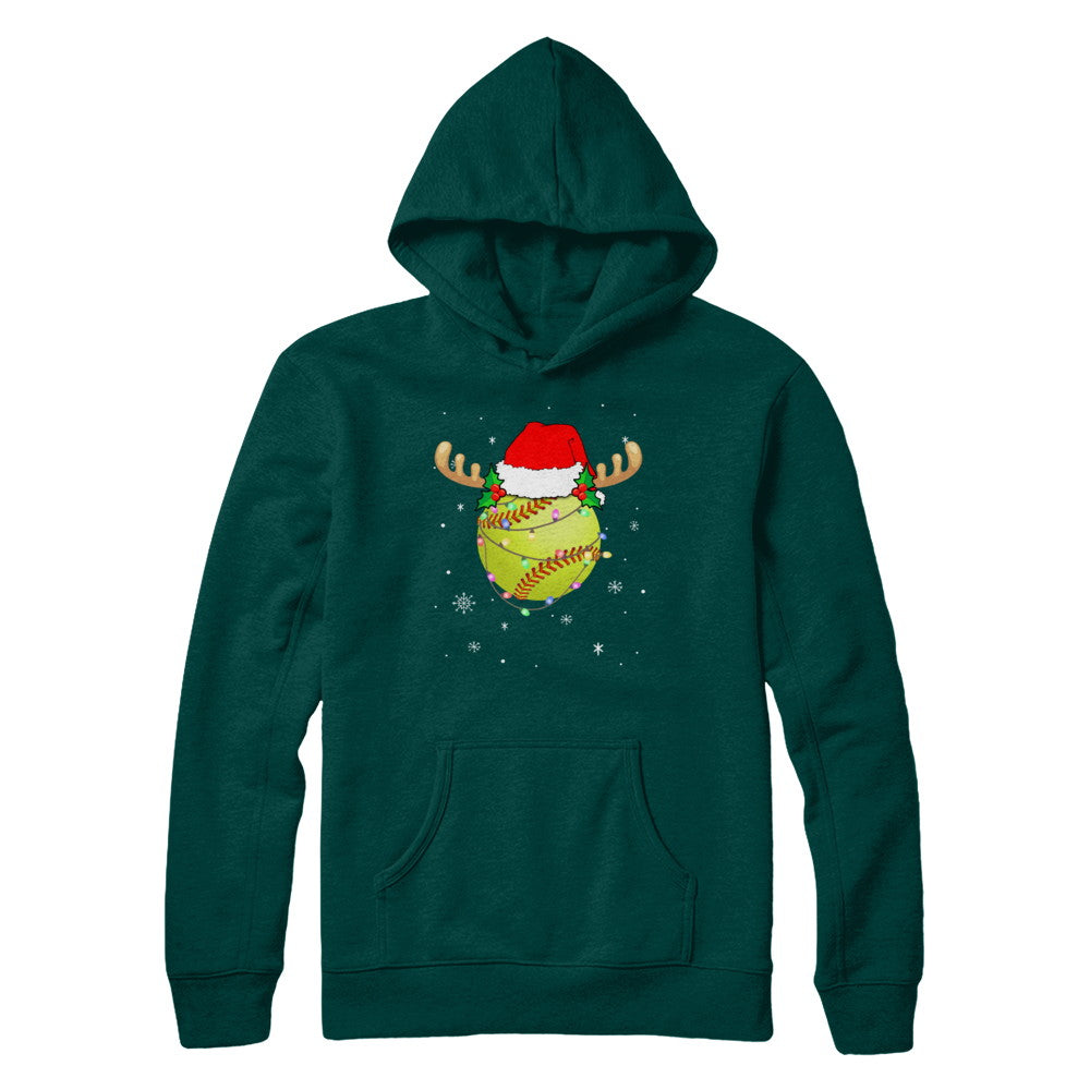 Santa Hat Softball Reindeer Christmas Gifts T-Shirt & Sweatshirt | Teecentury.com
