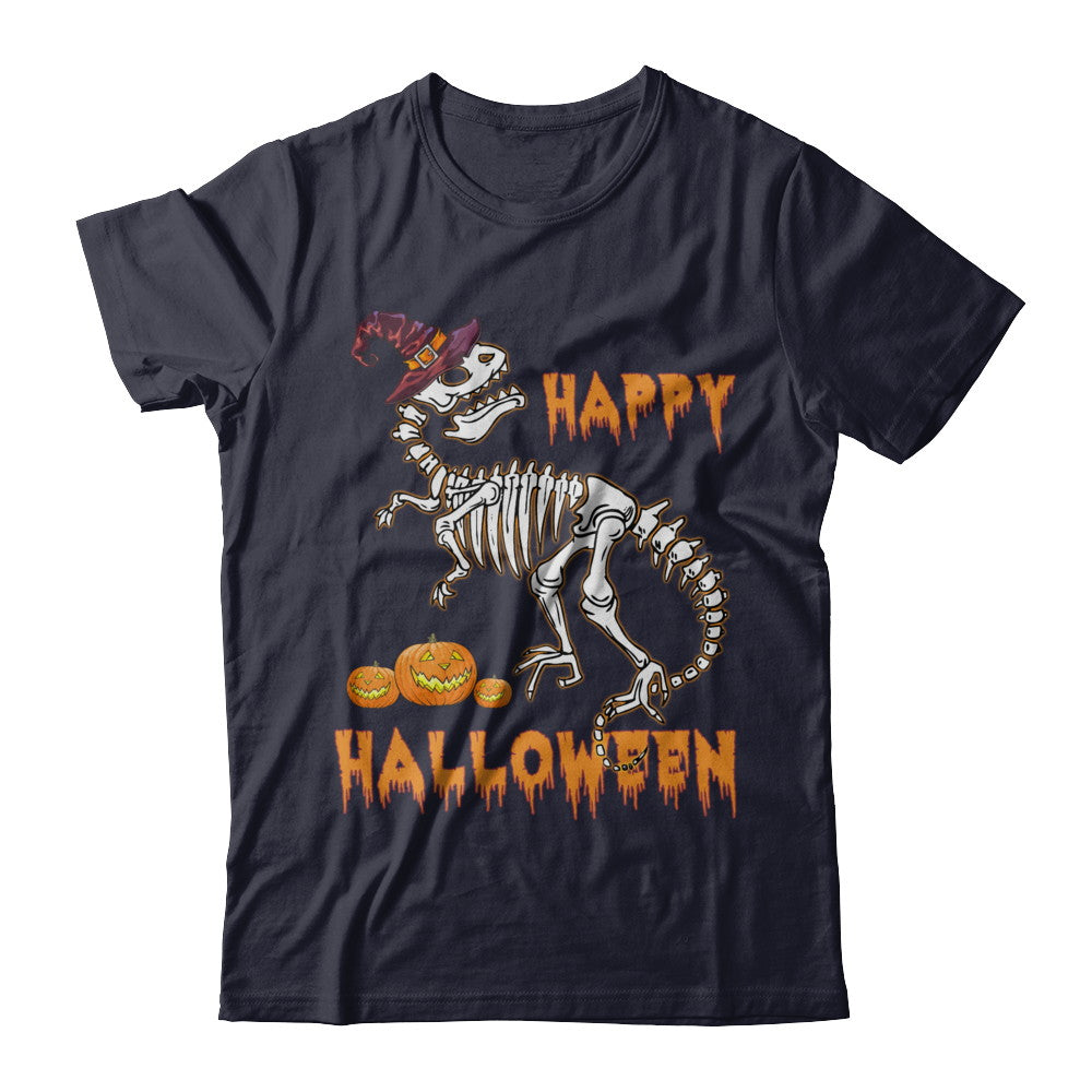 Funny Happy Halloween T-Rex Skeleton Dinosaur T-Shirt & Sweatshirt | Teecentury.com