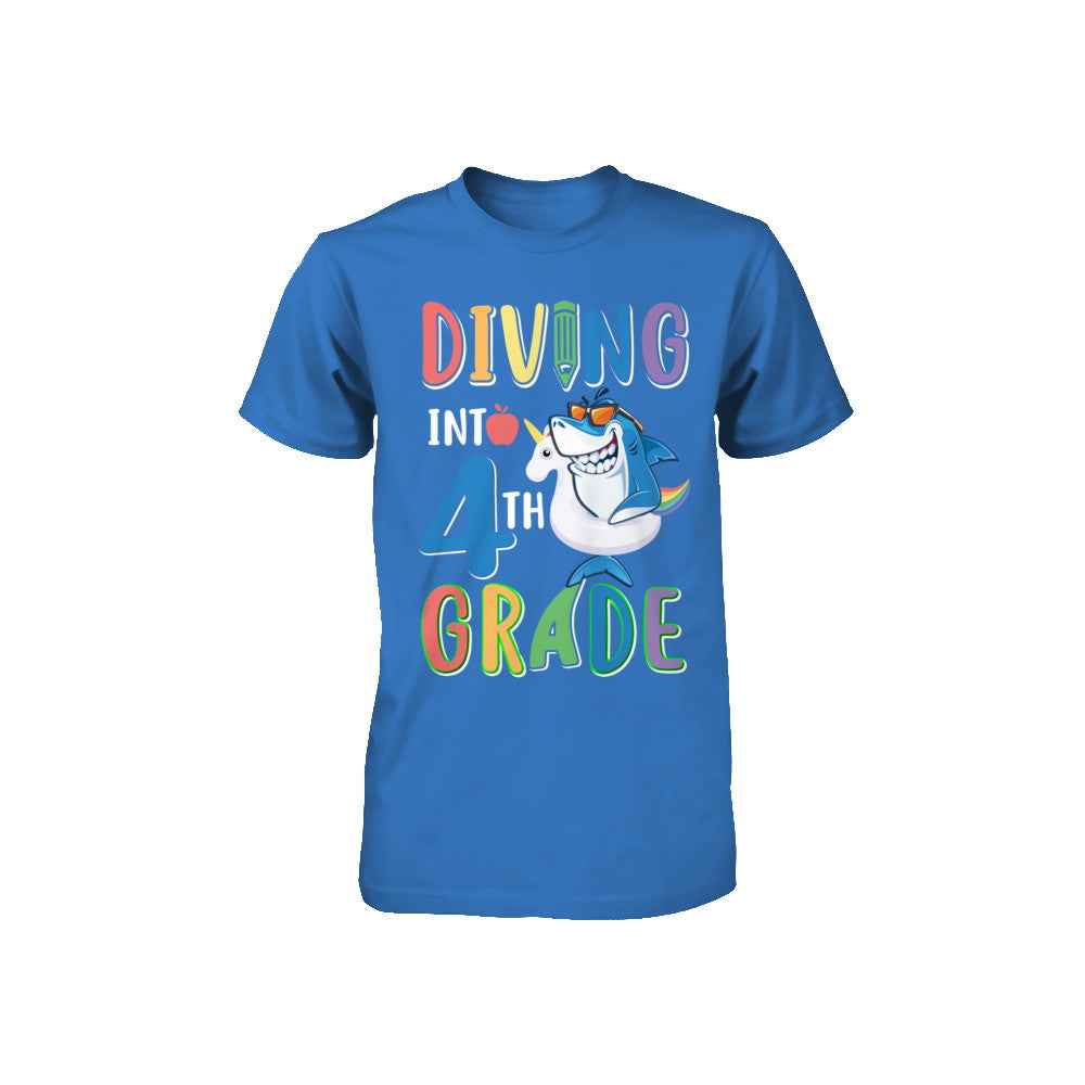 Diving Into 4th Grade Back To School Shark Youth Youth Shirt | Teecentury.com