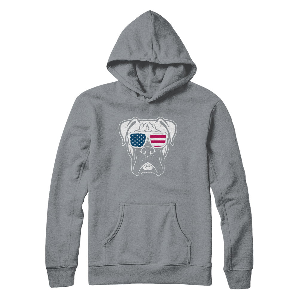 Boxer Dog American Flag Glasses 4Th Of July T-Shirt & Hoodie | Teecentury.com