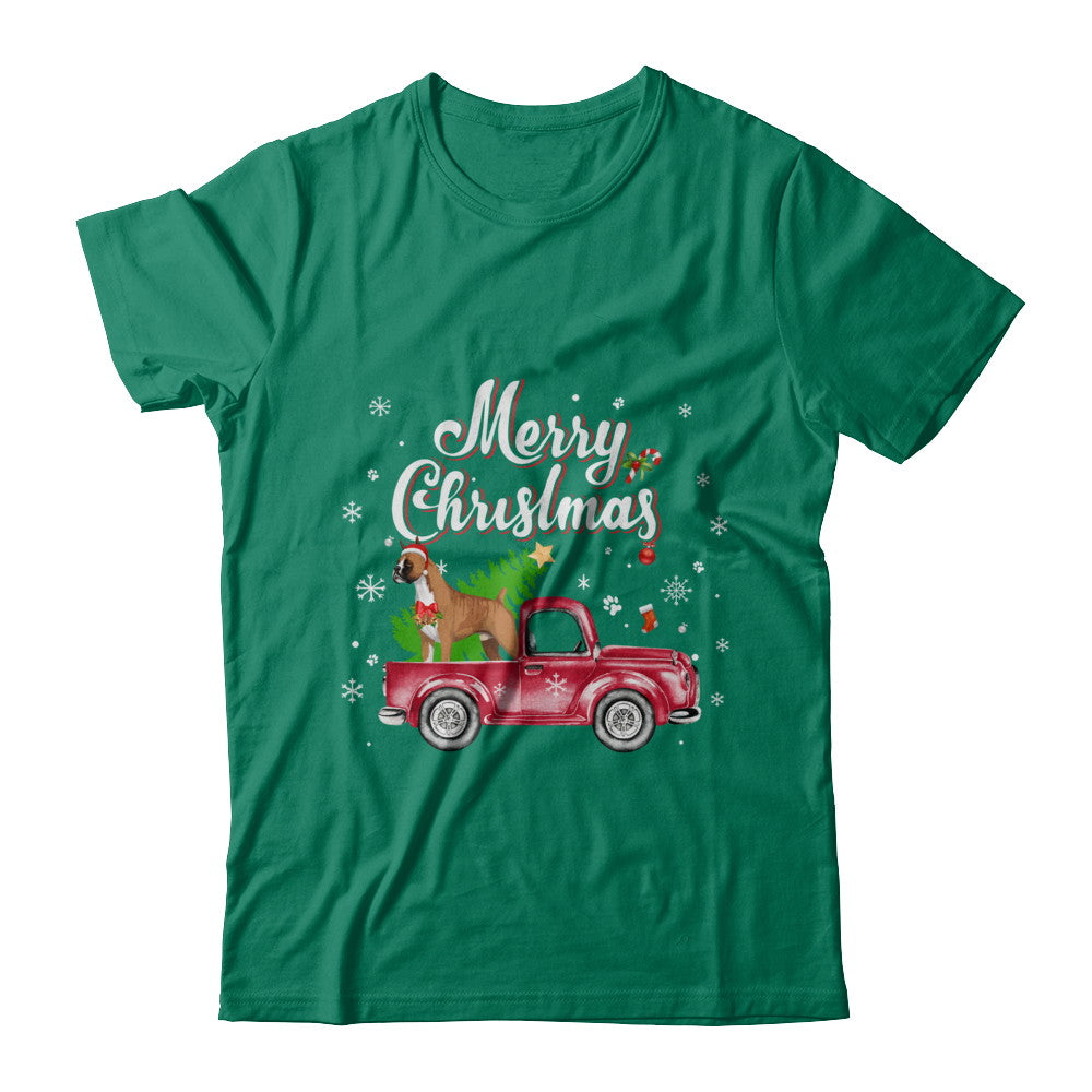 Boxer Rides Red Truck Christmas Pajama T-Shirt & Sweatshirt | Teecentury.com