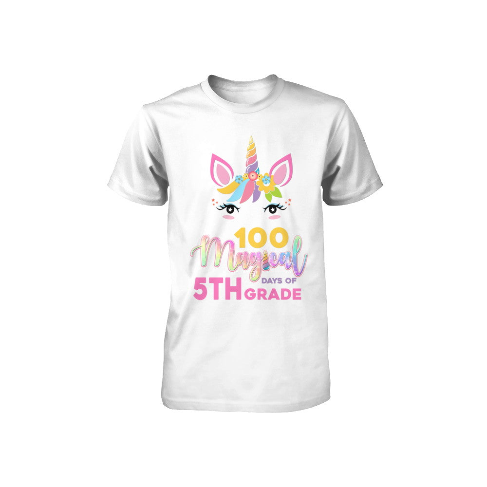 100 Magical Days Of 5Th Grade School Unicorn Girl Gift Youth Youth Shirt | Teecentury.com