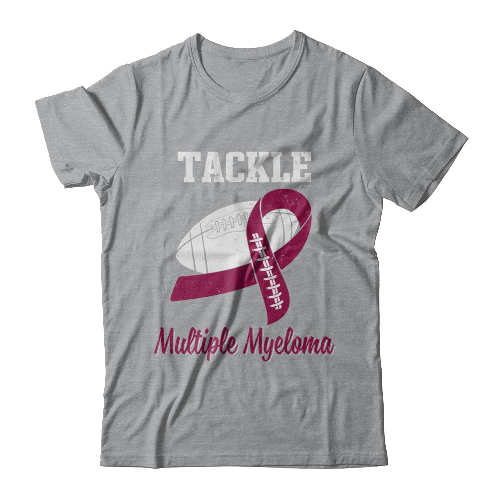 Football Survivor Tackle Burgundy Multiple Myeloma Awareness T-Shirt & Hoodie | Teecentury.com