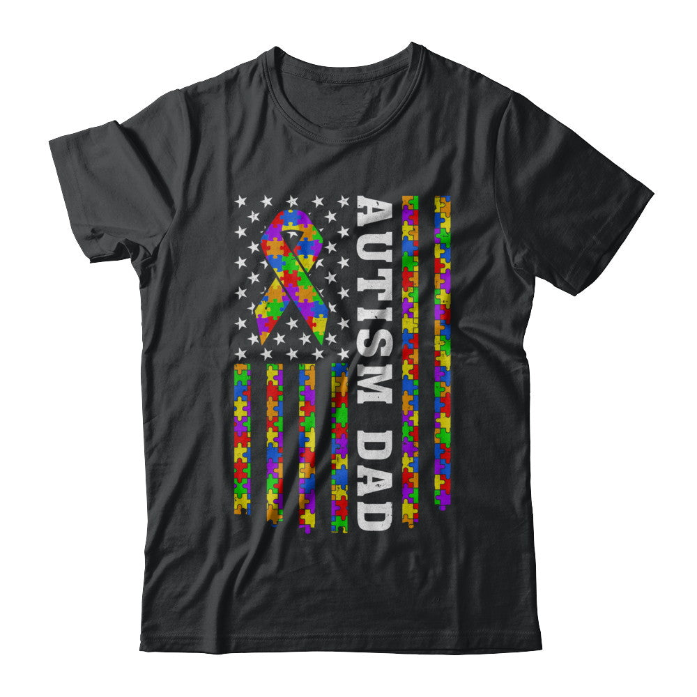 Proud Autism Dad Daddy Autistic Us Flag Fathers Day T-Shirt & Hoodie | Teecentury.com