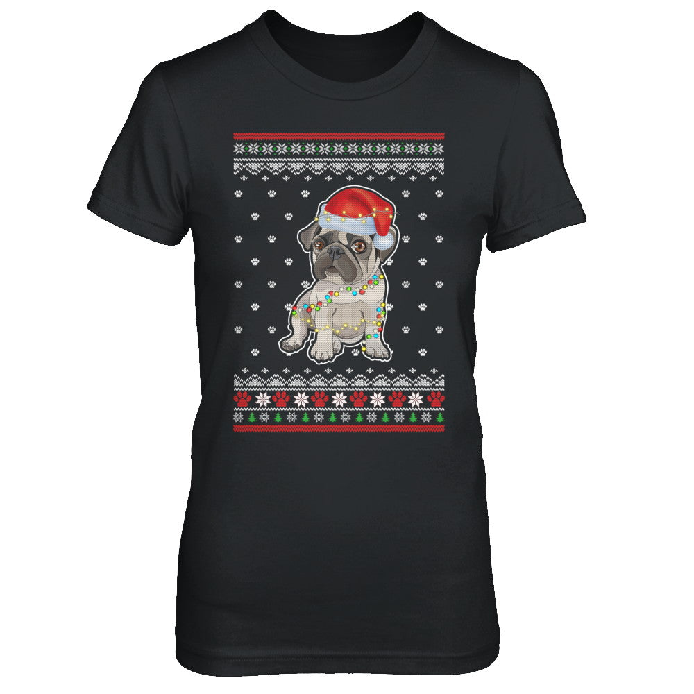 Pug Christmas Ugly Sweater Lights Dog Xmas Gift T-Shirt & Sweatshirt | Teecentury.com
