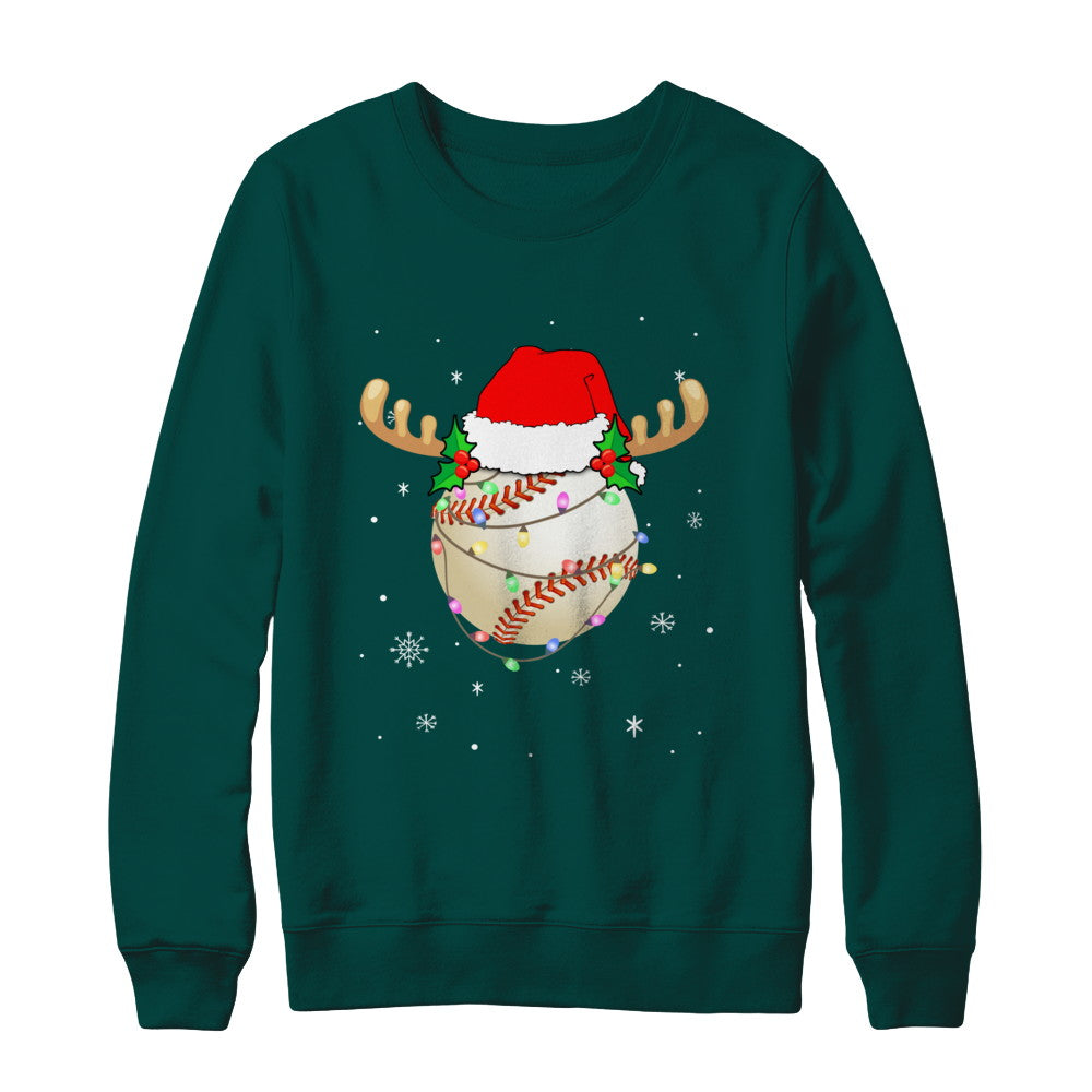Santa Hat Baseball Reindeer Christmas Gifts T-Shirt & Sweatshirt | Teecentury.com