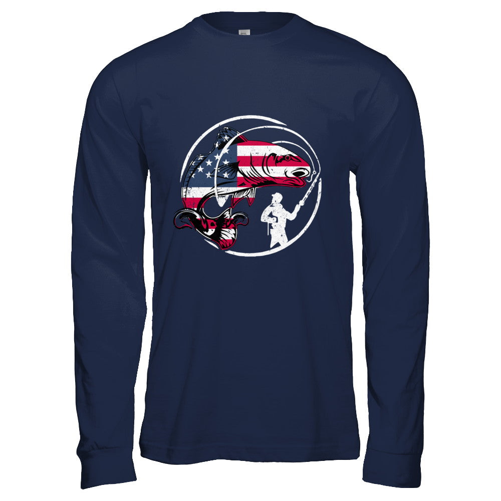 American Flag Fishing Vintage 4Th July Gifts T-Shirt & Hoodie | Teecentury.com