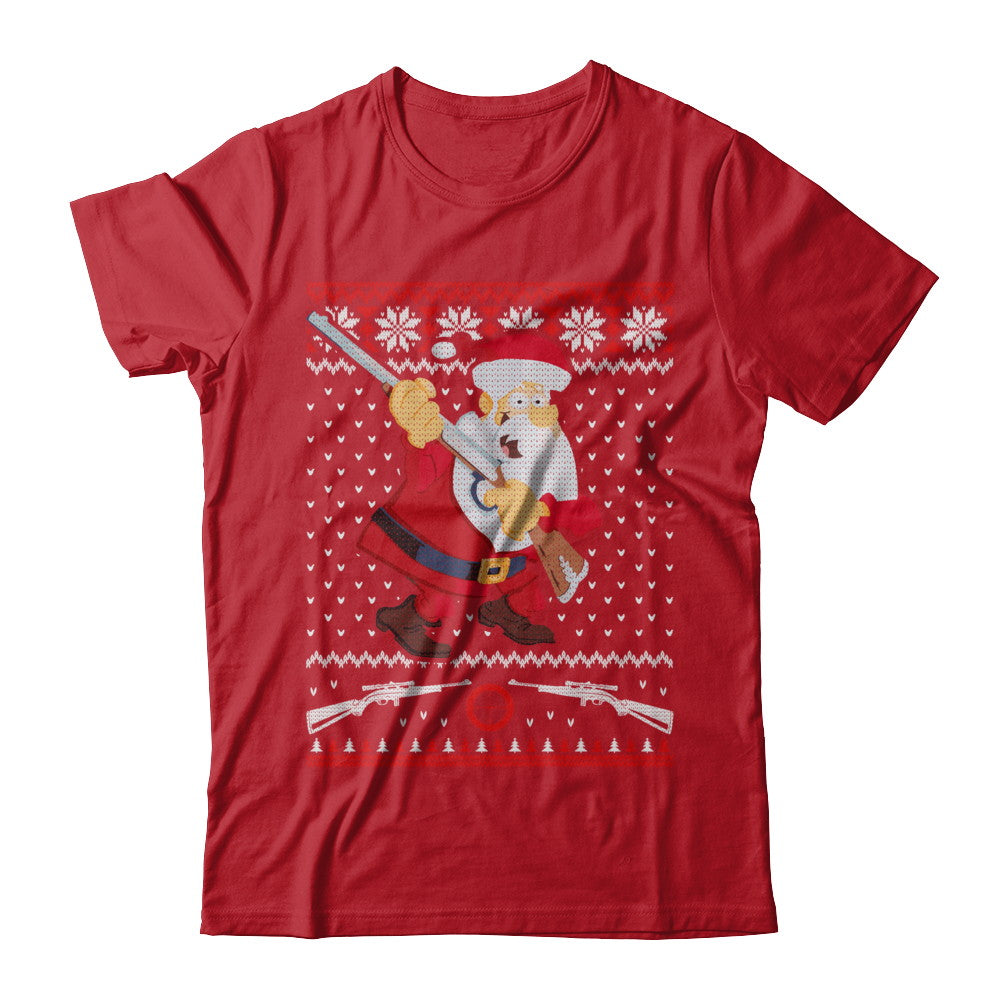 Santa Gun Hunting Ugly Christmas Sweater Funny T-Shirt & Sweatshirt | Teecentury.com