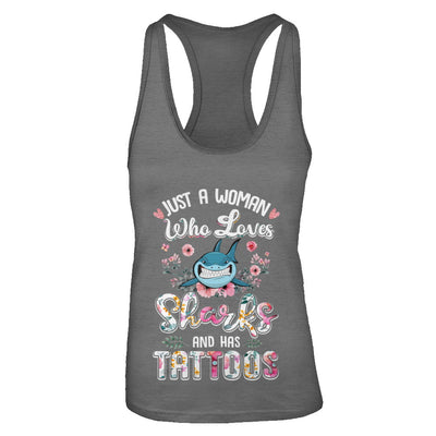 Just A Woman Who Loves Sharks And Has Tattoos T-Shirt & Tank Top | Teecentury.com